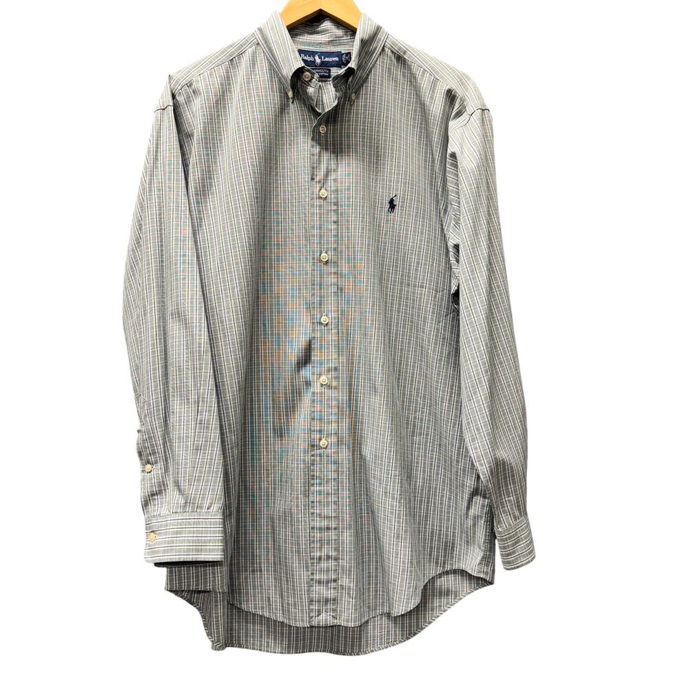 Vintage Ralph Lauren Shirt Yarmouth Dress Button Down Green Plaid Mens 16 32/33